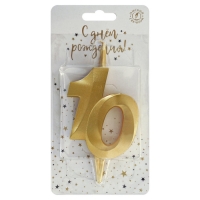 Свеча в торт &laquo;Юбилейная&raquo;, цифра 10, золотая