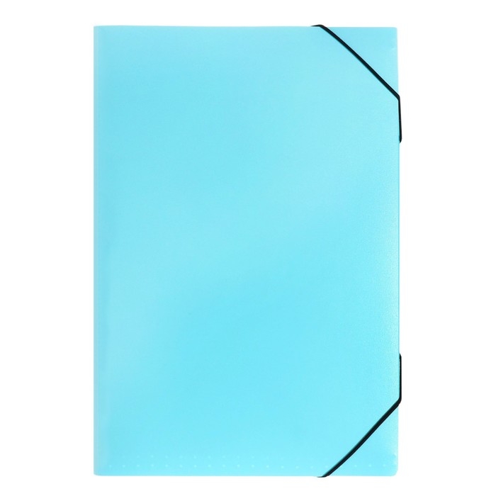 Папка картотека А4, Calligrata "Акварель", 13 отделений, пластиковая, 700 мкм, бирюзовая, резинка чёрная