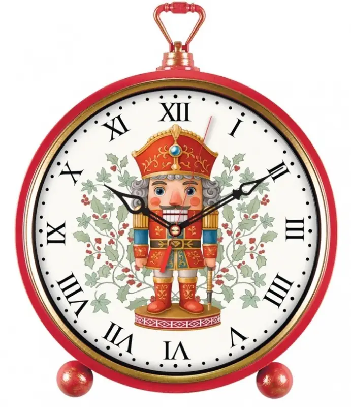 Часы настольные/настенные "Щелкунчик", интерьерные, плавный ход, 26х32 см, красно-золотистый 1097209