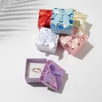 Коробочка подарочная под кольцо/серьги &laquo;Сердца&raquo;, 5&times;5 (размер полезной части 4.5&times;4.5 см), МИКС, вставка белая