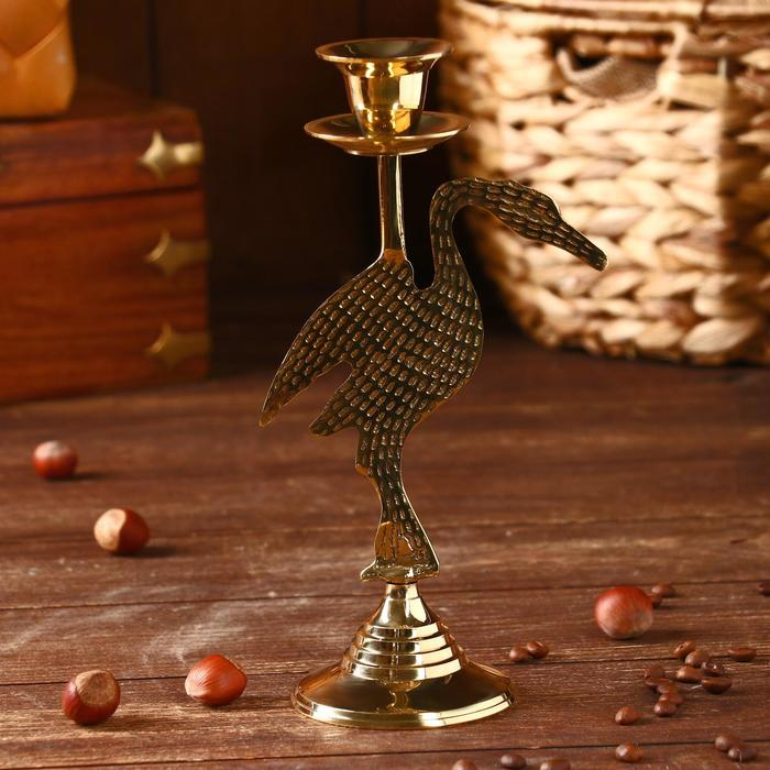 Подсвечник "Журавль" латунь 12,х7,8х23 см