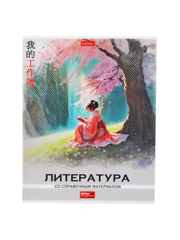 Тетрадь 48 листов в линию &laquo;Искусство Азии&raquo; ЛИТЕРАТУРА, пластиковая обложка с печатью, тиснение фольгой, с интерактивным справочником, блок оф...