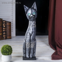Сувенир дерево "Кошка металик с узором" 8х14х50 см