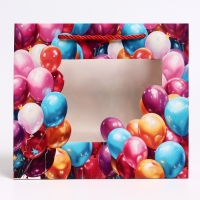 Пакет подарочный с окном "Воздушные шары", 25 х 10 х 22 см