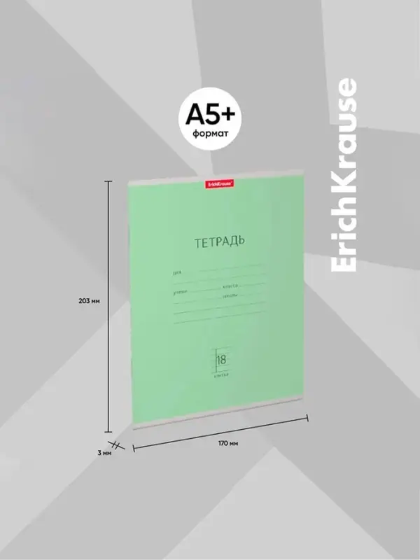 Тетрадь 12 листов в клетку, ErichKrause &laquo;Классика&raquo;, зелёная