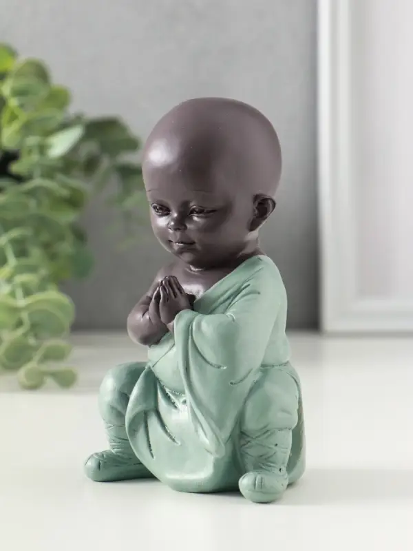 Сувенир полистоун "Маленький будда - медитация" зелёно-коричневый 5,8х7,7х12,3 см