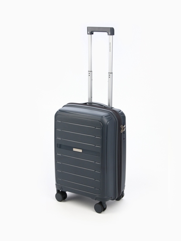 Чемодан 20", PP, 38*22*56, отд на молнии, код замок, 4 колеса, серый