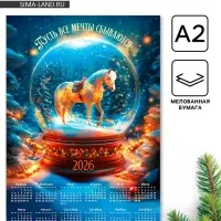 Календарь 2026 &laquo;Снежный шар&raquo;, А2