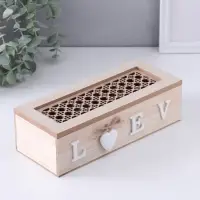 Шкатулка для украшений &laquo;Дом, там где сердце&raquo;, дерево, 3 деления, 9.7&times;24&times;7 см