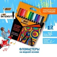 Цветные фломастеры 12 цветов, для подростков и взрослых, тонкое письмо, BIC Color Up