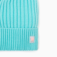 Шапка вязаная для девочки, цвет мятный/сердечко, размер 52-56