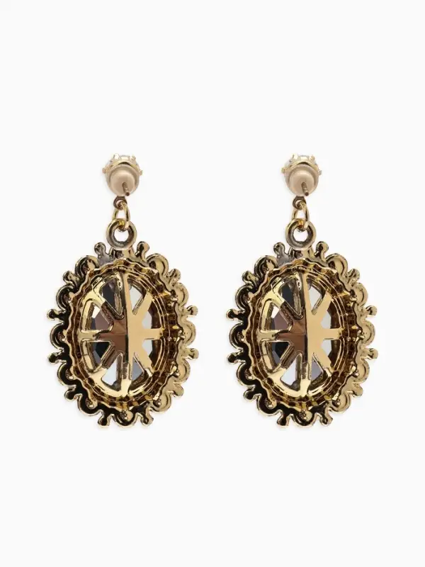 Серьги со стразами "Овал грань", цвет изумрудный в золоте