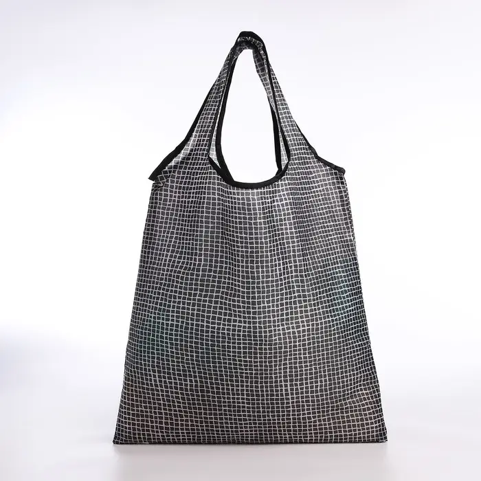 Сумка хозяйственная без застёжки, складная, цвет чёрный