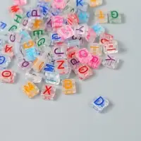 Набор бусин для рукоделия и плетения &laquo;Арт Узор. Цветные английские буквы&raquo;, пластик, прозрачные, 20 г, 0.4&times;0.8&times;0.8 см