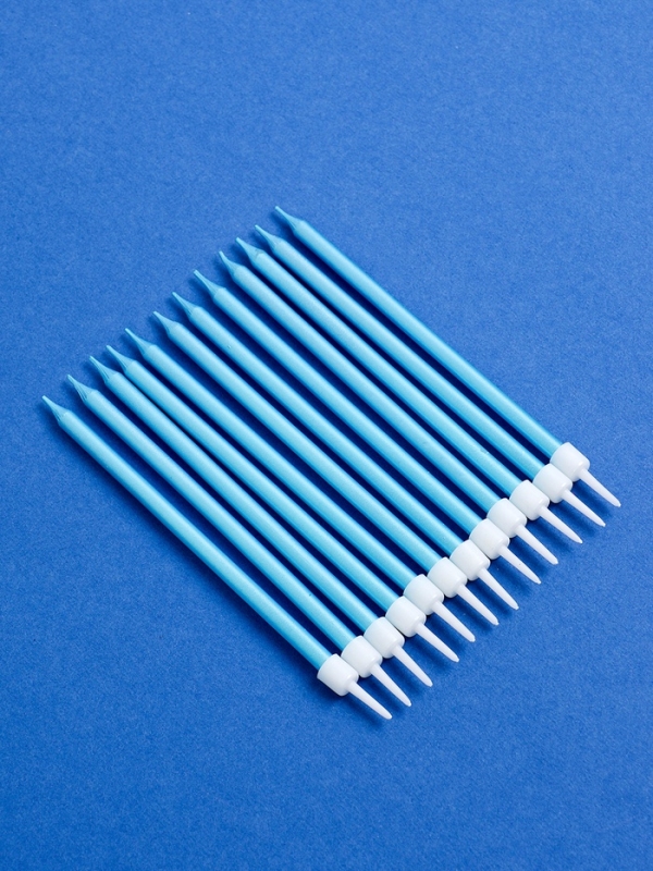 Свечи для торта "Ройс", 12 шт, голубой металлик