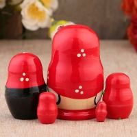 Матрёшка &laquo;Божья коровка&raquo;, красный платок, 5 кукольная, 9-11 см