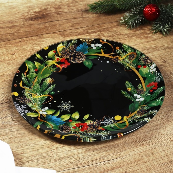 Тарелка стеклянная новогодняя Дорого внимание &laquo;Зимние истории&raquo;, 20 см