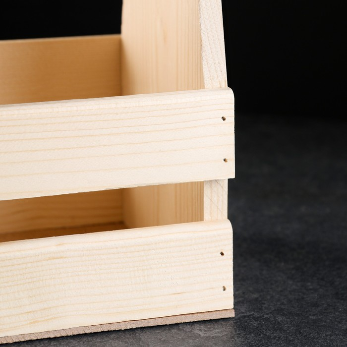 Ящик для пива 15,5х15,5х33 см под 4 бутылки, натуральный Ящик для пива 15,5х15,5х33 см под 4 бутылки, натуральный