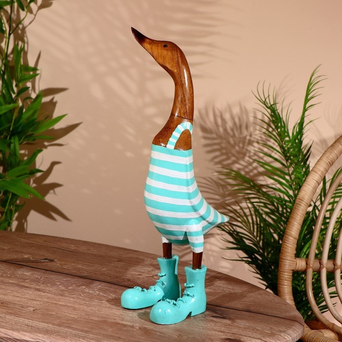 Сувенир "Утка в мятном комбинезоне" дерево 45 см