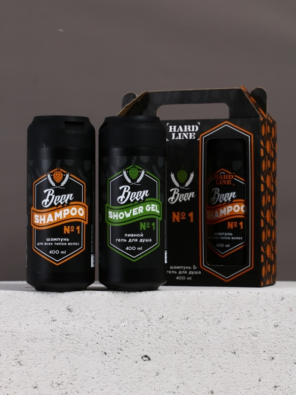 Подарочный набор косметики Beer, гель для душа и шампунь для волос HARD LINE, 2×400 Подарочный набор косметики Beer, гель для душа и шампунь для волос HARD LINE, 2×400