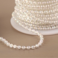 Бусы на нитях, с голографией, круглые, 3 мм, 9 &plusmn; 1 м, цвет белый