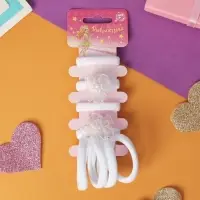 Резинка для волос "Арина" (набор 8 шт) цветочки, 4 см, белый