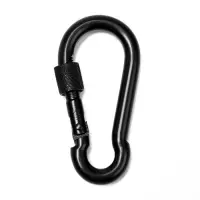 Карабин монтажный с фиксатором ТУНДРА krep, DIN5299D, 7&times;70 мм, черный, 1 шт.