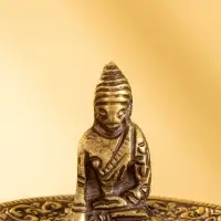 Подставка под благовония "Будда на тарелке" латунь 7 см