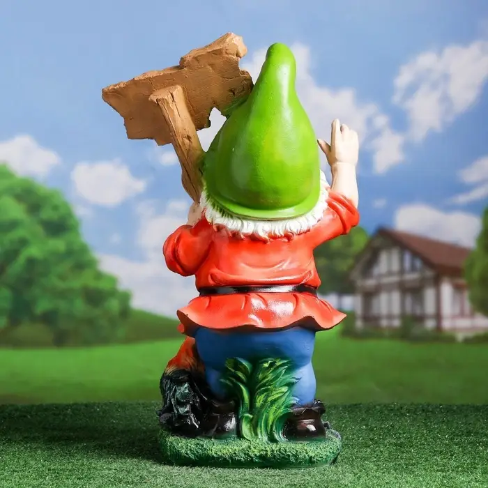 Садовая фигура из полистоуна &laquo;Гном с табличкой WELCOME с петухом&raquo;, 61&times;23&times;36 см, МИКС