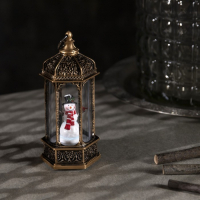 Светодиодная фигура &laquo;Снеговик в ротонде&raquo; 6.3 &times; 14 &times; 6.3 см, пластик, батарейки AG13х3 (в комплекте), свечение тёплое белое