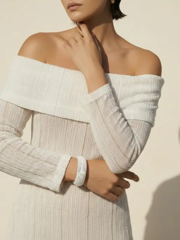 Браслет манжет акрил "Тренд", цвет белый