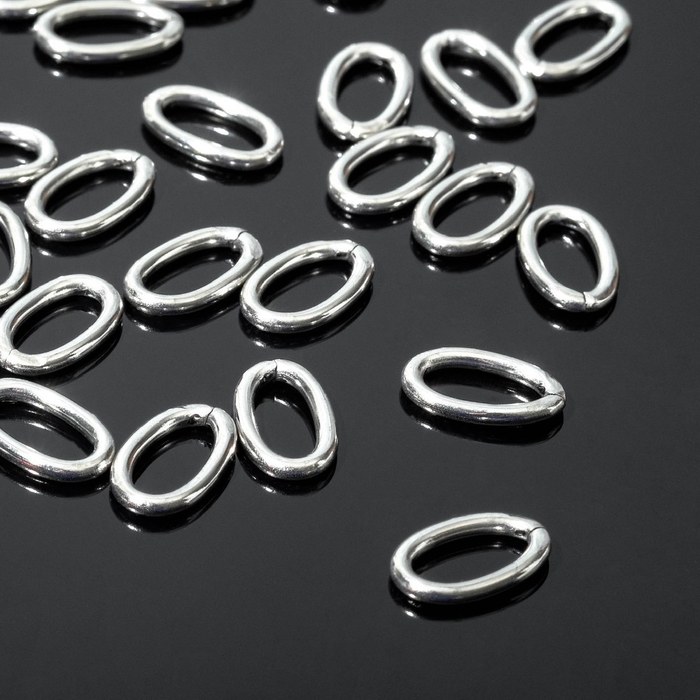 Кольцо соединительное, 11&times;7 мм (набор 30 шт), цвет серебро