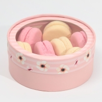 Коробка для макарун, кондитерская упаковка тубус с окном, «Цветы» 16 х 16 х 5 см Коробка для макарун, кондитерская упаковка тубус с окном, «Цветы» 16 х 16 х 5 см