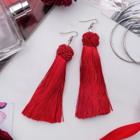 Серьги &laquo;Кисти&raquo; романс, цвет бордовый в серебре, длина кисти, 7 см