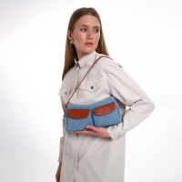 Сумка женская TEXTURA, средний размер, цвет голубой джинс