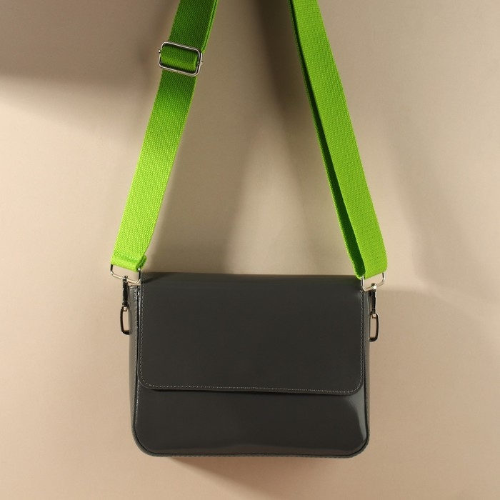 Ручка для сумки, стропа, с карабинами, 139 &plusmn; 3 &times; 3,8 см, цвет салатовый