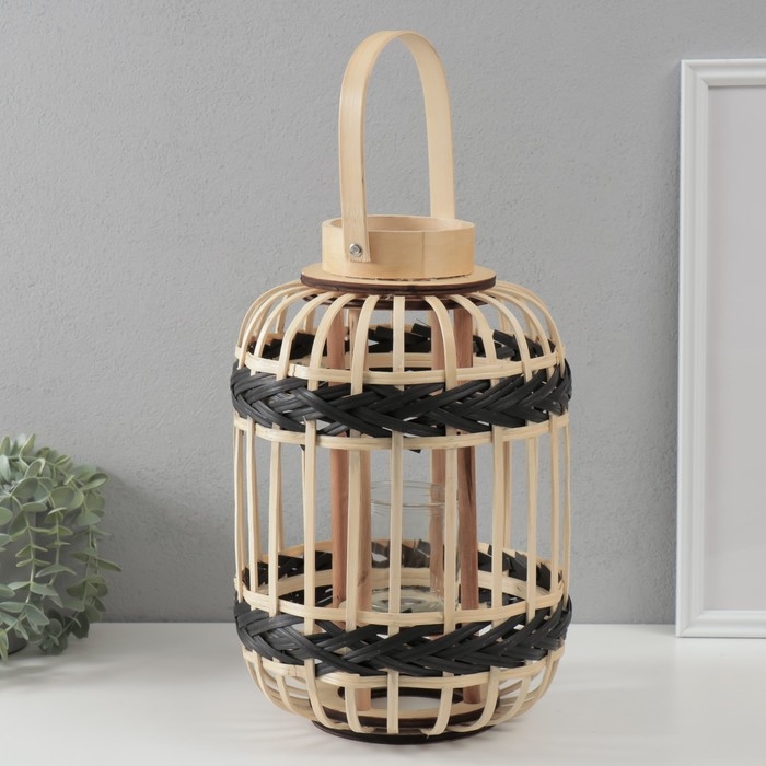 Подсвечник бамбук "Фонарик. Вертикаль" 32,5х23,5х23,5 см