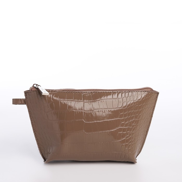 Сумка женская на молнии, с косметичкой, цвет капучино