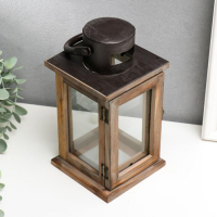 Подсвечник дерево на 1 свечу "Фонарь" коричневый 23х11,5х11,5 см Подсвечник дерево на 1 свечу "Фонарь" коричневый 23х11,5х11,5 см