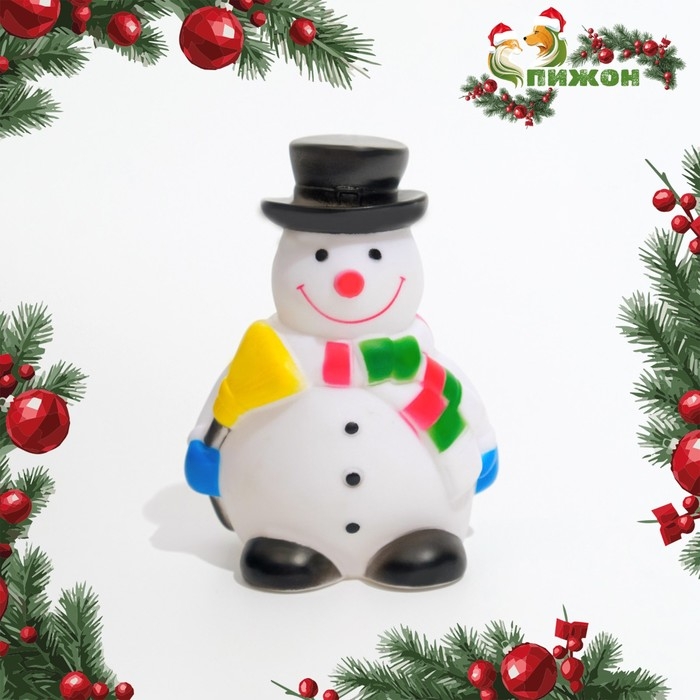 Игрушка пищащая Игрушка пищащая "Снеговик в шляпе" для собак, 7,5 х 11 см