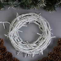 Гирлянда &laquo;Нить&raquo; 10 м, IP44, УМС, белая нить, 100 LED, свечение тёплое белое, 220 В
