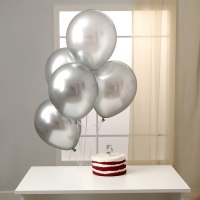 Свечи для торта + 5 шаров, цифра 5, серебро