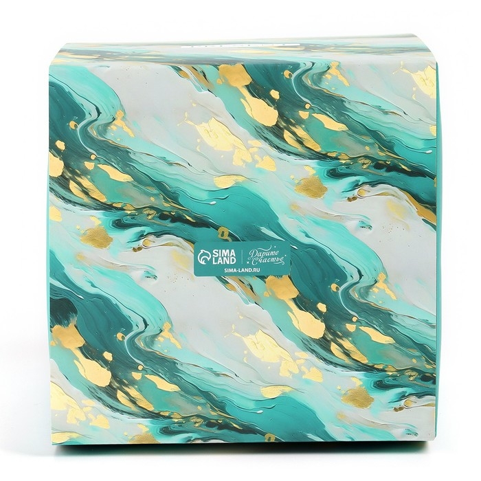 Коробка кондитерская с окном, сундук, &laquo;Мрамор&raquo;, 20 х 20 х 20 см