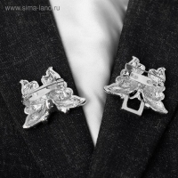 Зажим для кардигана &laquo;Бабочки&raquo;, цвет розовый в серебре