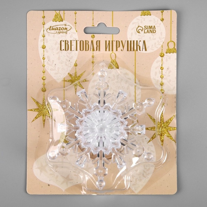 Светодиодная игрушка на липучке «Снежинка» 11 см, батарейки LR44х3 (в комплекте), свечение мульти Светодиодная игрушка на липучке «Снежинка» 11 см, батарейки LR44х3 (в комплекте), свечение мульти