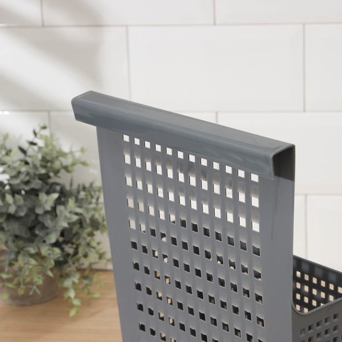 Корзина для хранения навесная на дверцу &laquo;Лофт&raquo;, 24,5&times;9,5&times;31,5 см, цвет серый