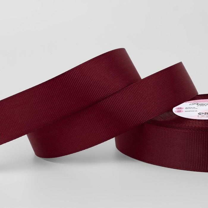 Лента репсовая, 25 мм, 23 &plusmn; 1 м, цвет винный №80