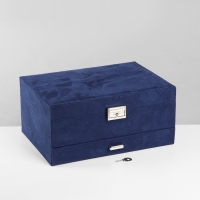 Подставка для украшений &laquo;Шкатулка&raquo; 2-х уровневая, флок, 24,5&times;17&times;12 см, цвет синий
