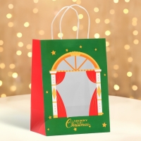 Пакет подарочный новогодний с окном "Театр" 19 х 26 х 13 см.