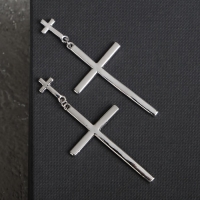 Серьги металл &laquo;Крестики&raquo; дуэт, цвет серебро